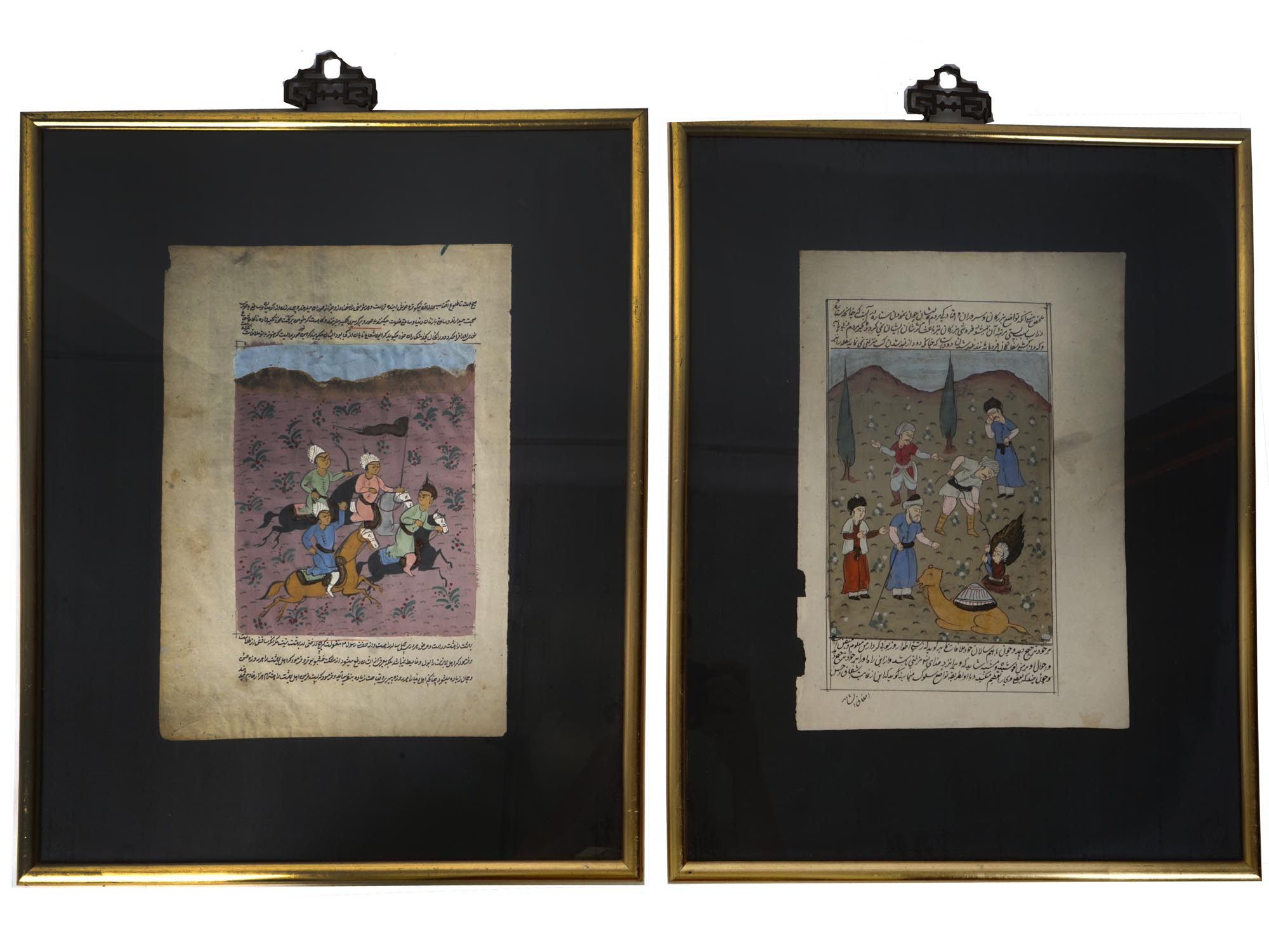 TWO ANTIQUE PERSIAN MINIATURE ILLUSTRATIONS PIC-0